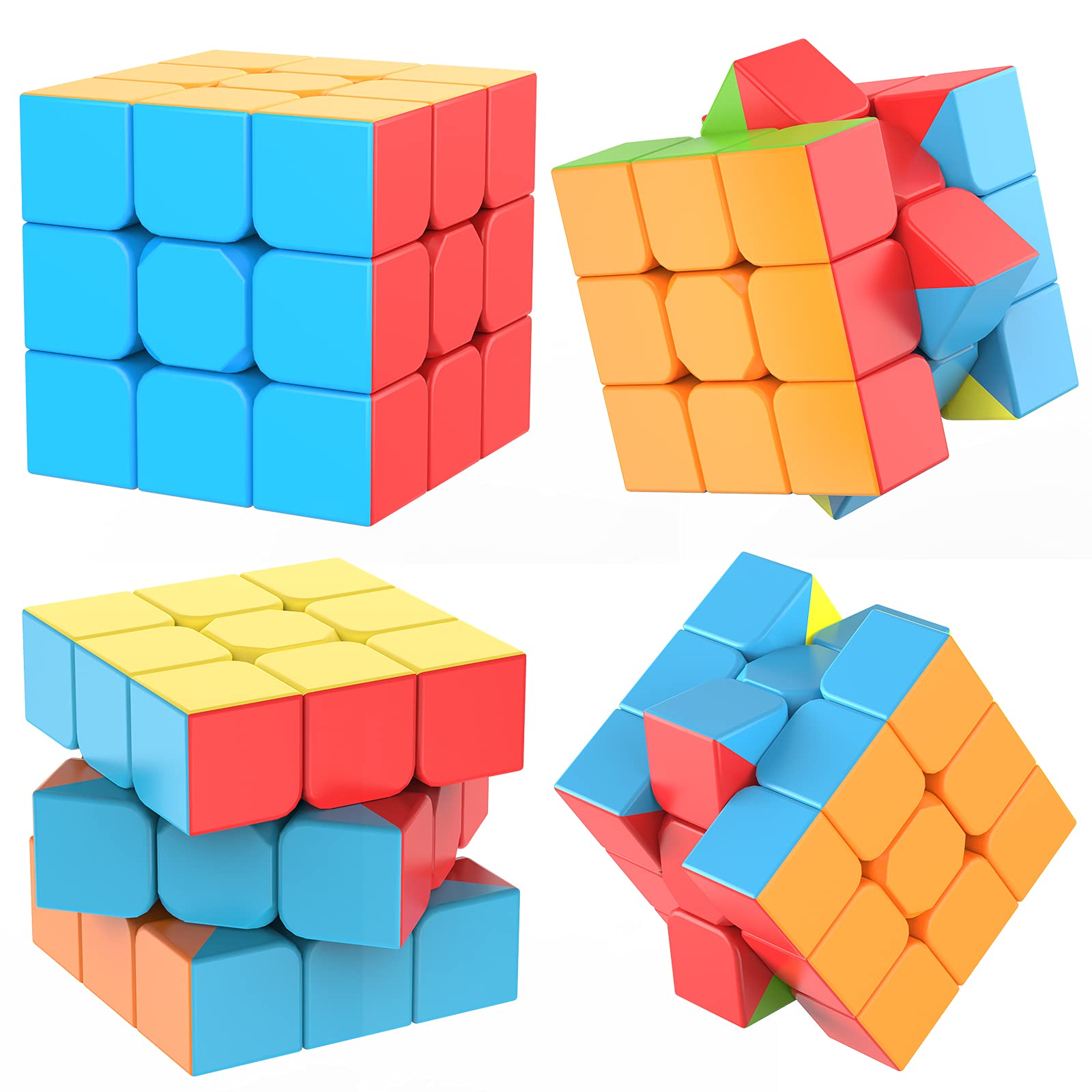 3x3 Speed Cube Stickerless with Stand & Tutorial: Magic Smooth Play, Easy Turning Puzzle Toy for Kids Adults, STEM Educational Gift