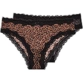Smart & Sexy Women's Lace Trim & Mesh Panty 2 Packs Sexy Thongs & Cheeky Bikinis