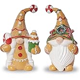 XIAPUX Gnome Christmas Decorations Indoor Gingerbread Christmas Decorations 2Pcs Resin Gingerbread Gnome Figurines Kitchen Table Party Decor Gifts for Women