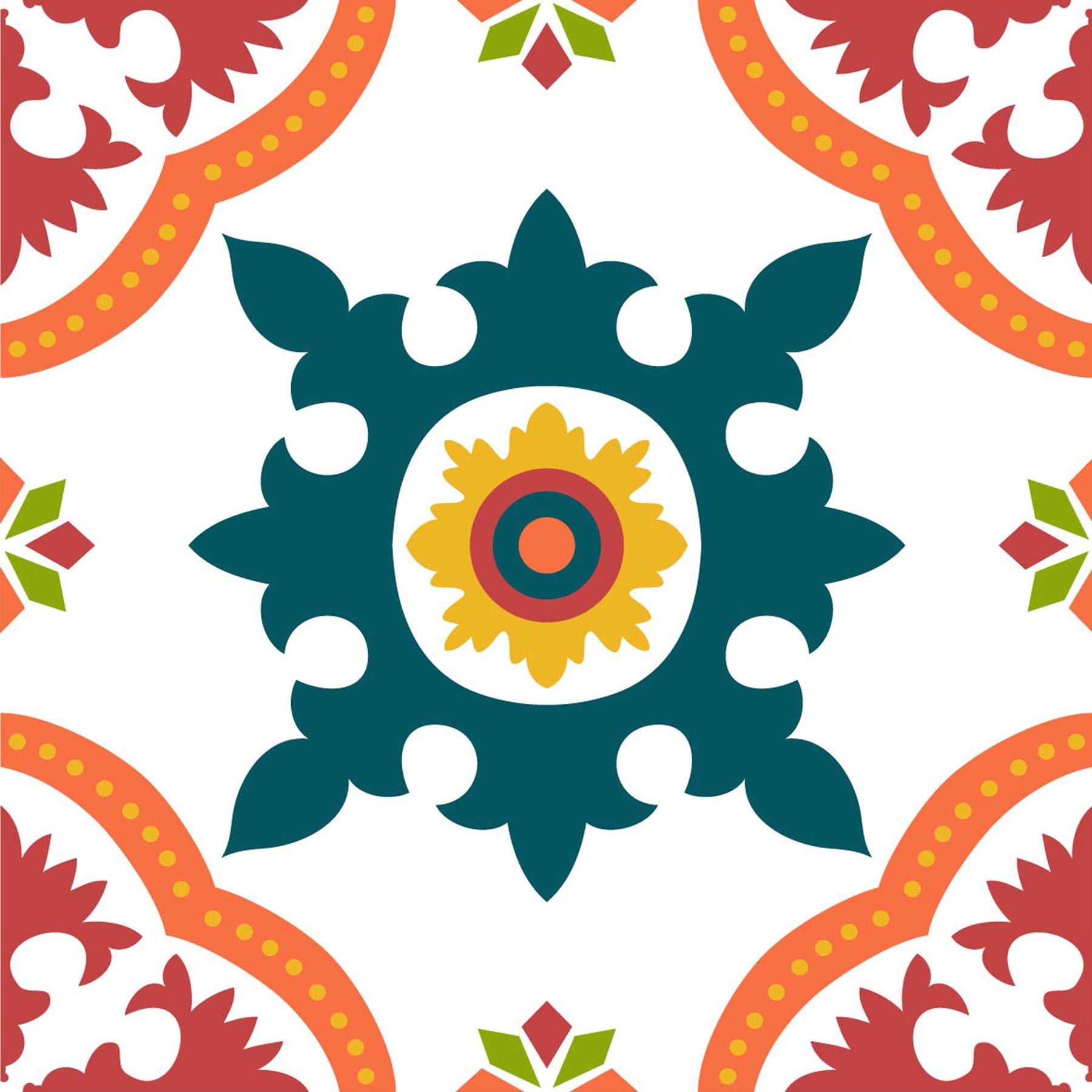 Poromoro Spanish Portuguese Azulejo Style Peel and Stick Backsplash Tile Stickers Set of 16 pcs(5.9_10)