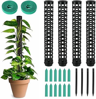 OFFCUP Moss Poles 4x 25cm 100cm Monstera Plant Support with Ties Labels