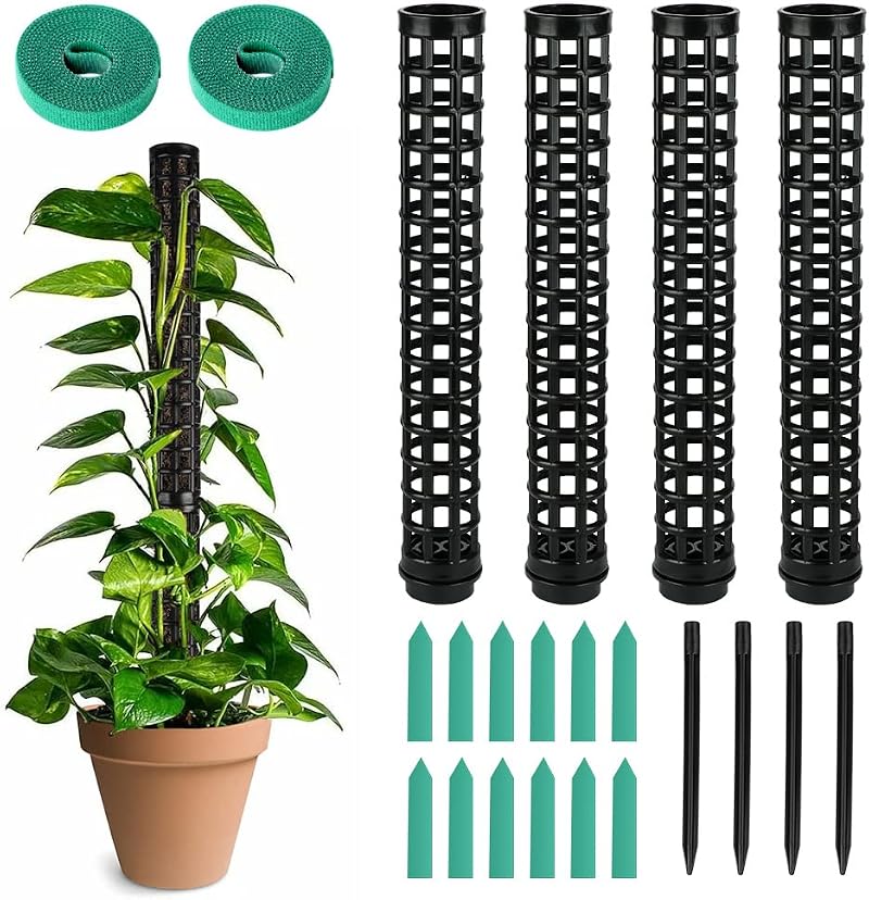 OFFCUP Moss Poles 4x 25cm 100cm Monstera Plant Support with Ties Labels