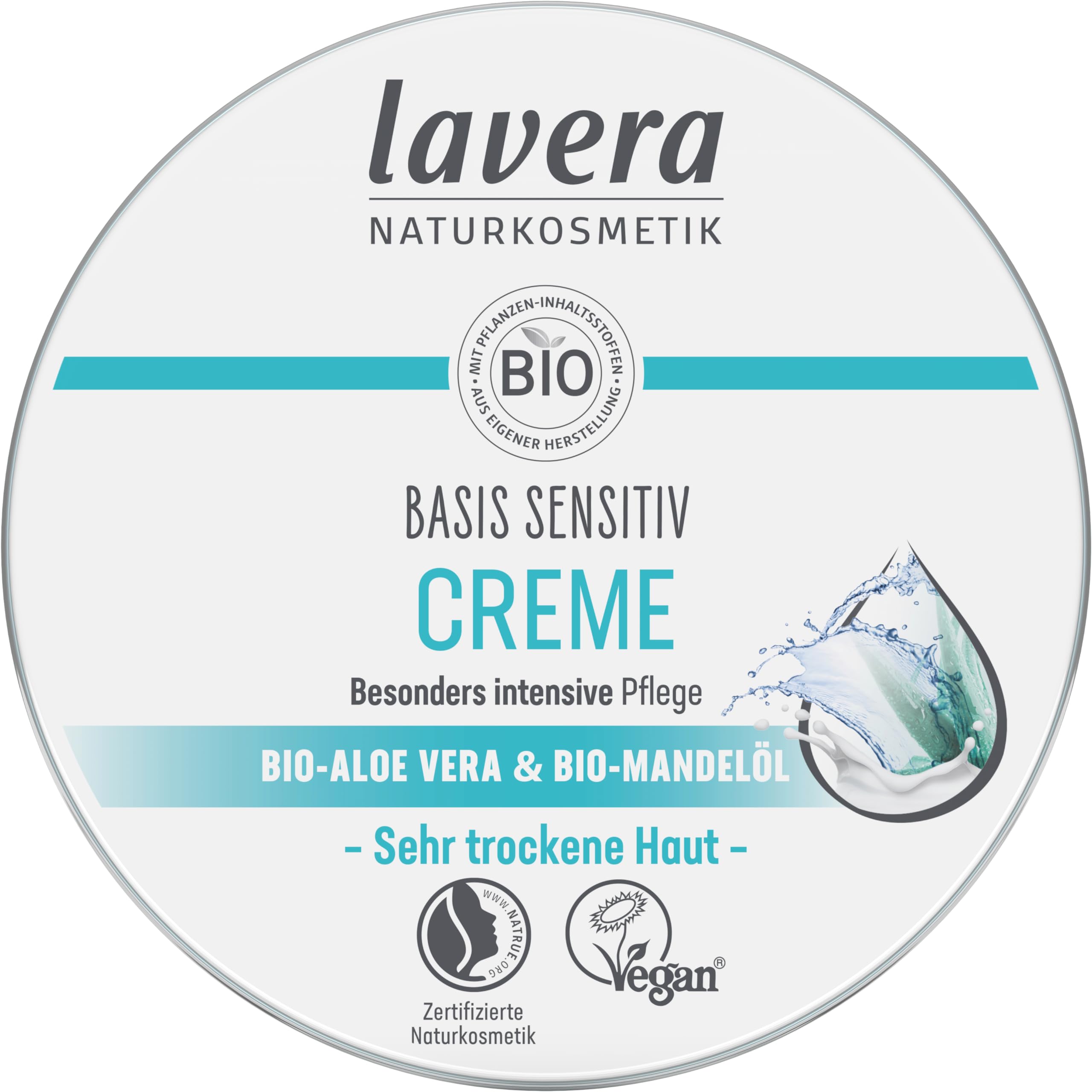 lavera Basis Sensitive Cream - Moisturising Cream with Organic Aloe Vera & Organic Almond Oil - Intensive Care for Dry Skin - Moisturising Face Cream - PETA-Certified - 150 ml