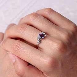 LUO 925 Sterling Silver 7x7mm Round Shaped Amethyst