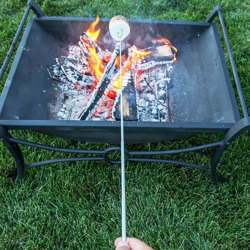Marshmallow Roasting Sticks Wooden Handle Set of 12 Smores Skewers Telescoping Forks 32 inch with Portable Bag for Hot Dog Campfire Camping Stove BBQ Tools : Garden & Outdoor