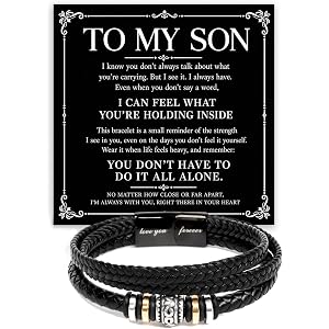 Mapileng To My Son Bracelet From Mom & Dad, Cuban Link Bracelet for Son with Heartfelt Message Card & Luxury Gift Box, Birthd