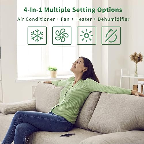 Uhome 12000 BTU Portable Air Conditioner with Heater up to 400 Ft, Ac  Heater Combo Window Unit, Portable A