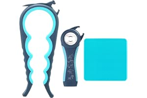 Otstar 6 in 1 Jar Opener and 5 in 1 Bottle Opener with Rubber Jar gripper Pad Ideal for Seniors with arthritis Weak Hands and Children