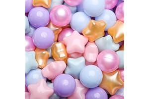 TRENDPLAY Star Ball Pit Balls 50 100 200 500 for Toddlers - Ball Pit Ball Shapes Plastic Balls for Boys Girls Ball Pit Fun, Birthday Party, Christmas Decoration