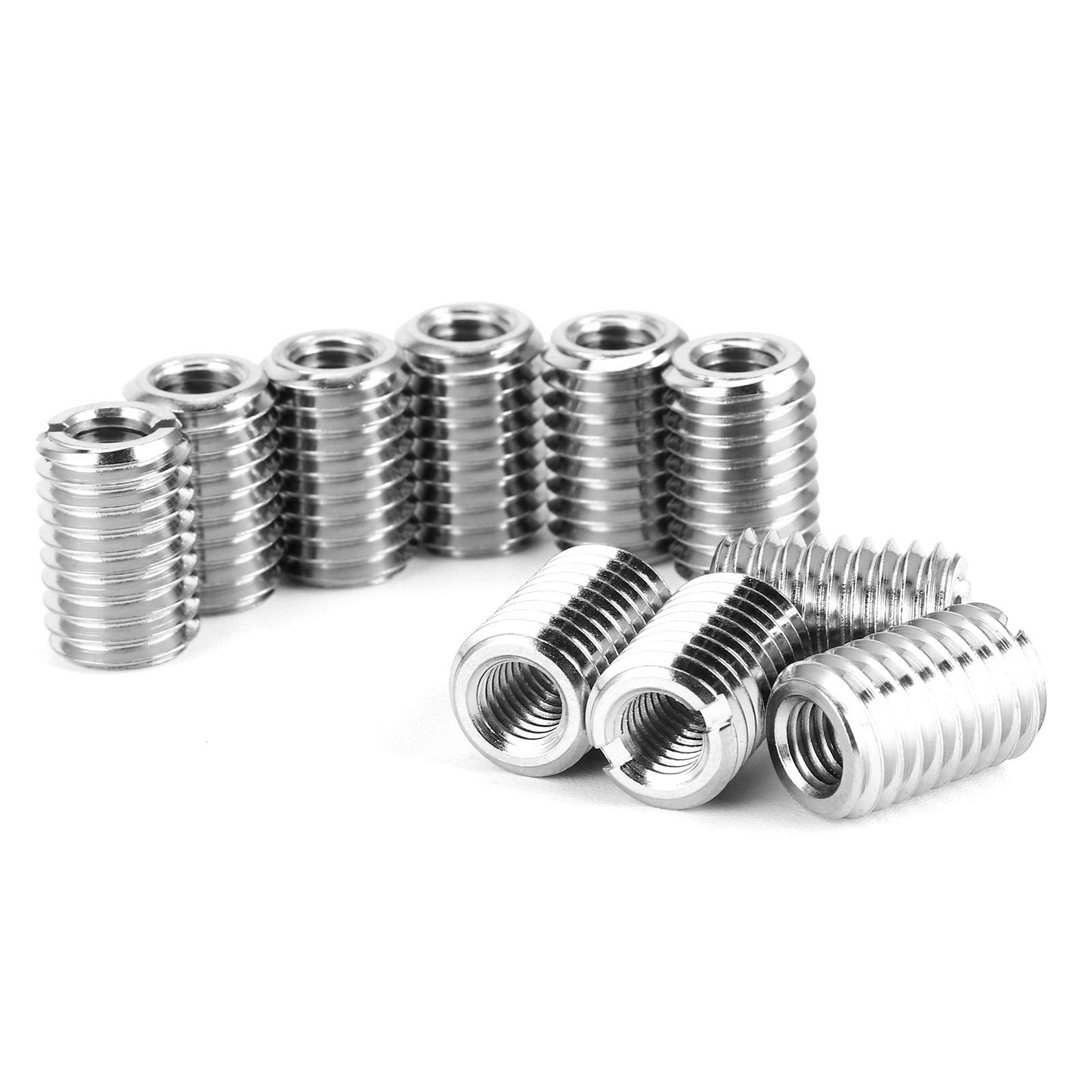 Self Tapping Thread Insert, 15mm Length Slotted Screw Metal Thread Insert for Aviation Automobile Electronic Communication(M6*1-M10*1.5)