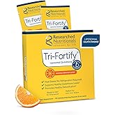 Researched Nutritionals Liposomal Glutathione (450mg) Liquid Gel + Vitamin C - Tri-Fortify - Aid Natural Energy, Immune Support & Detox - Clinically Researched for Absorption, Orange (20 Packets)