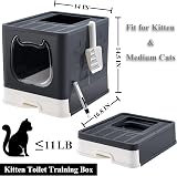 Vealind Covered Cat Litter Tray with Door Front Drawer Scoop view 6
