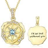 JIYVY32 14K Gold Compass Necklace For Women I'd be lost without you Pendant Necklace Valentine‘s day Mother's day Gift For Women Wife Mom Her