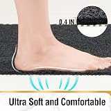 HITSLAM Shower Mat Non Slip 60 x 40 cm Loofah Drain Quick Drying Black view 4