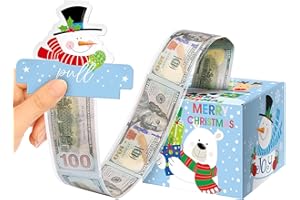XIAOSREN Christmas Surprise Money Box for Cash Gift, Merry Christmas Money Gift Box with Card and Cash Holder for Kids Adults, DIY Fun Holiday, Includes 50Pcs Transparent Bag (Blue)