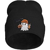AIMASTZ Cute Frog Skeleton Embroidered Beanie Knit Hat for Men Women, Halloween Goth Graphic Winter Black Skull Cap