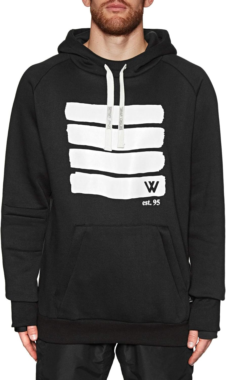 black hoodie with white lines