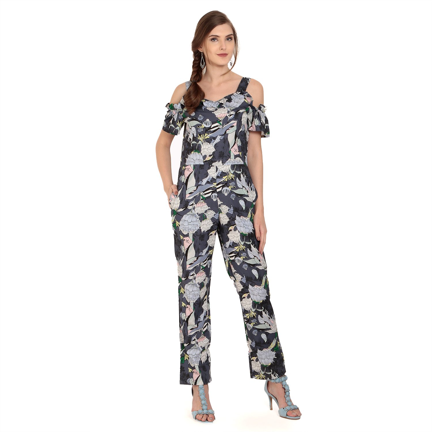 abiti bella women's rayon jumpsuit (greay)