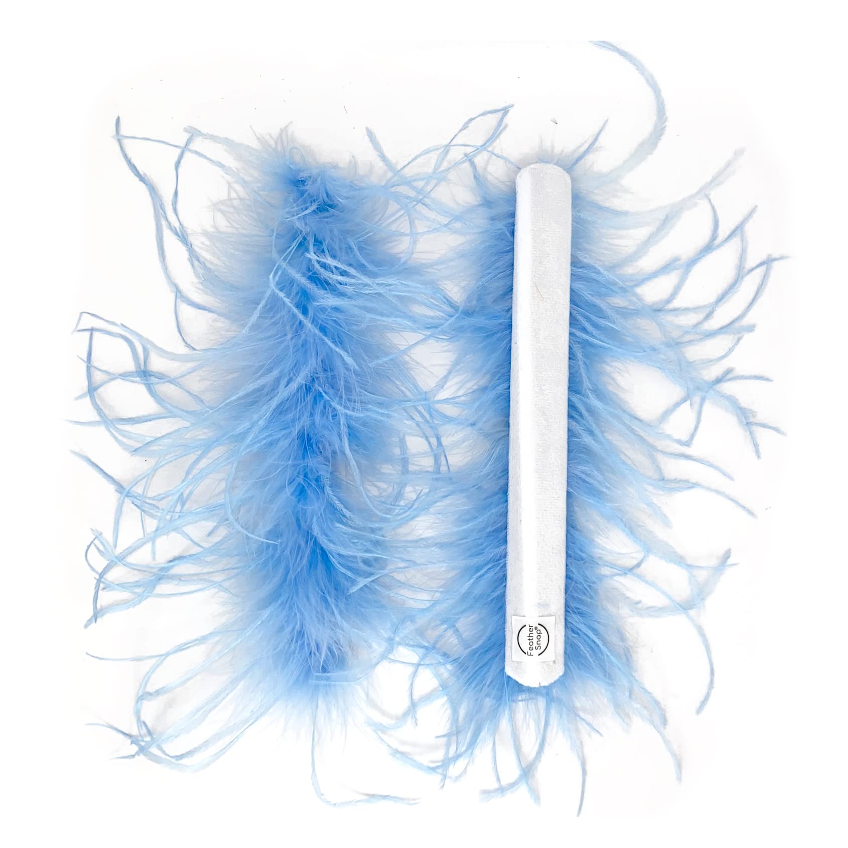 Feather Snap Pair of Original Bands Bracelets - Full Volume - Large & Fluffy Size Cuffs (Pastel Blue)