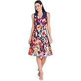 R&M Richards Women's Floral Fit & Flare Dress W/Collar - Sleeveless Sprong & Summer Daytime Style