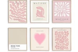 Habseligkeit Pink Matisse Wall Art Prints, Abstract Wall Art Exhibition Posters, Vintage Wall Art Prints, Retro Room Decor for Girl's Bedroom 8x10 inch, Unframed