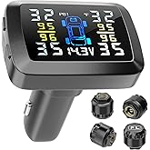 Tire Pressure Monitoring System 48s Fast Refresh TPMS with Strong Battery Easy Button Control Real Time Pressure Temperature 