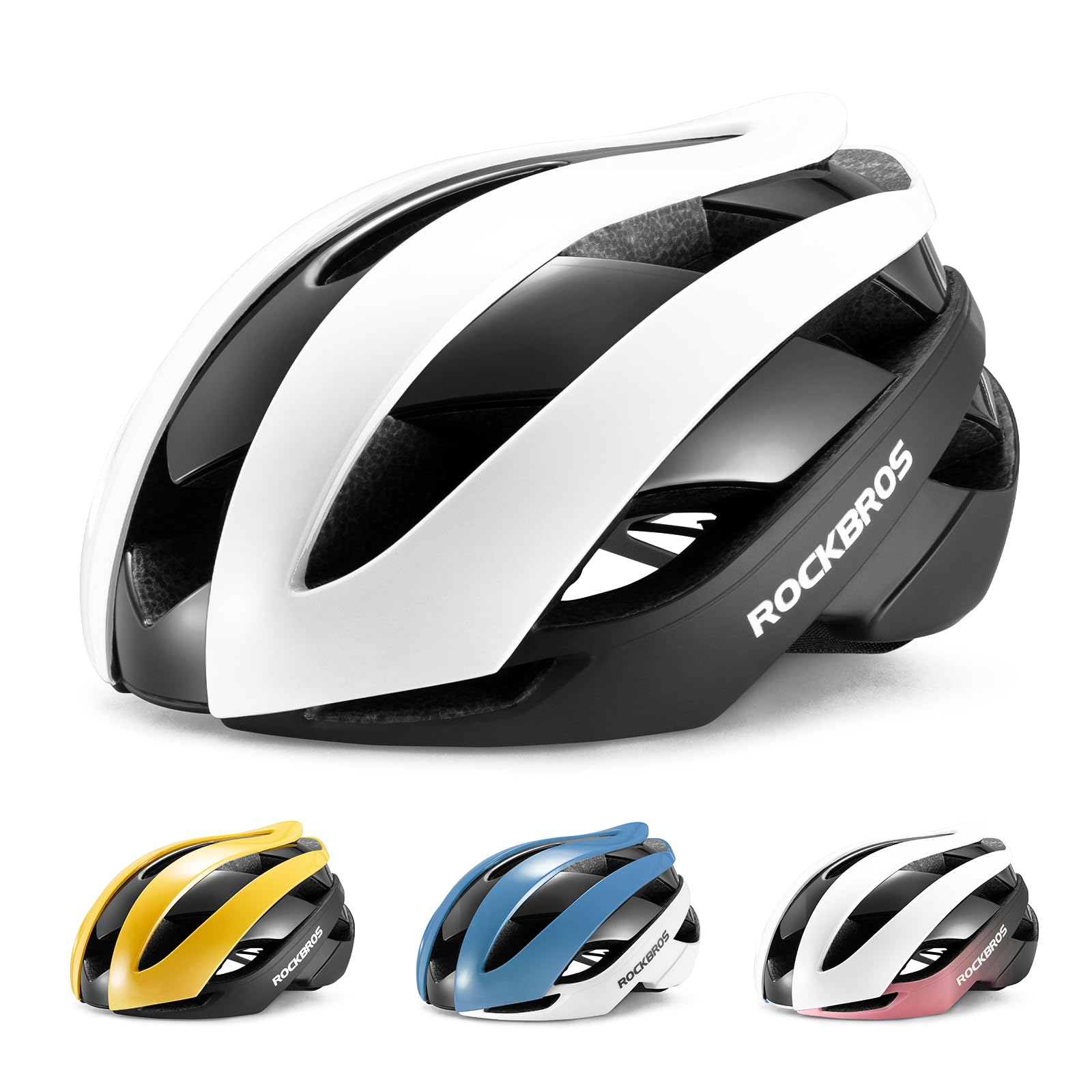 ROCKBROS Bicycle Helmet Road Bike Helmet Lightweight Cycling Helmet M/L 55-61 cm Adjustable All-Round Helmet Ventilation 4 Colours for Adults Women and Men