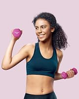 SONGMICS Dumbbells Set 2x1 kg Neoprene Hex Coated Pink SYL902P01 view 2