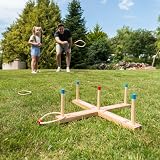 Grasshopper Games Ring Toss Game – Wooden Outdoor Indoor Set with Storage Bag view 2