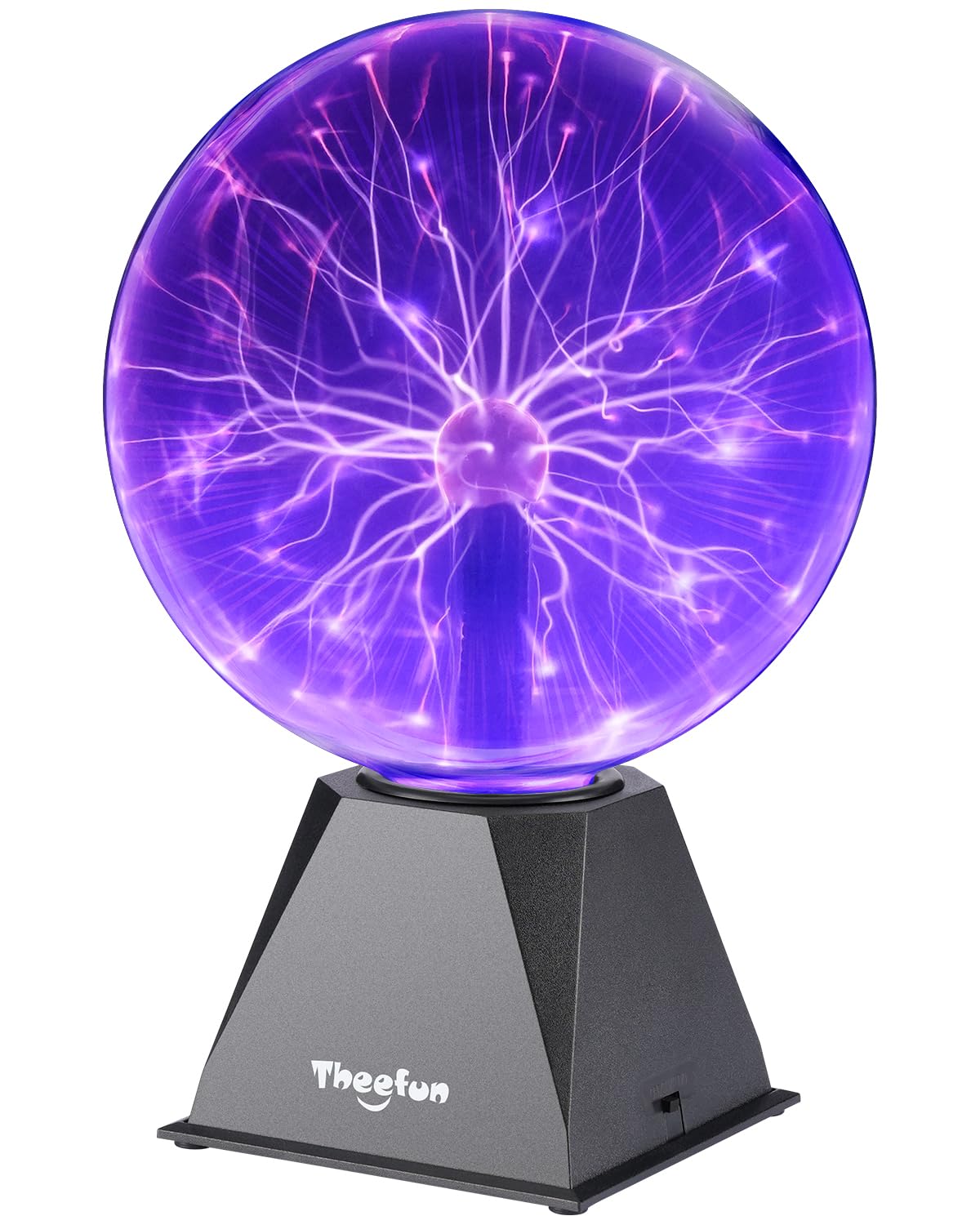 Theefun Plasma Ball, 8 Inch Huge Plasma Globe Birthday Gifts Touch & Sound Sensitive Ball Lamp Electric Lightning Novelty Light for Parties, Home, Prop, Room Decoration, Purple Image