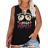 Plus Size Tank Tops for Women/Coconut Tree Tanks/Country Music Sleeveless Shirt/Boho Wildflower Graphic Tees