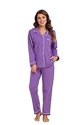 COLORFULLEAF Women's 100% Cotton Long Sleeve Pajama