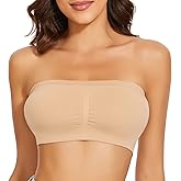 LEYSHE Strapless Bra for Women Bandeau Bra Padded Wireless Tube Top Non-Slip Seamless Bandeau Top