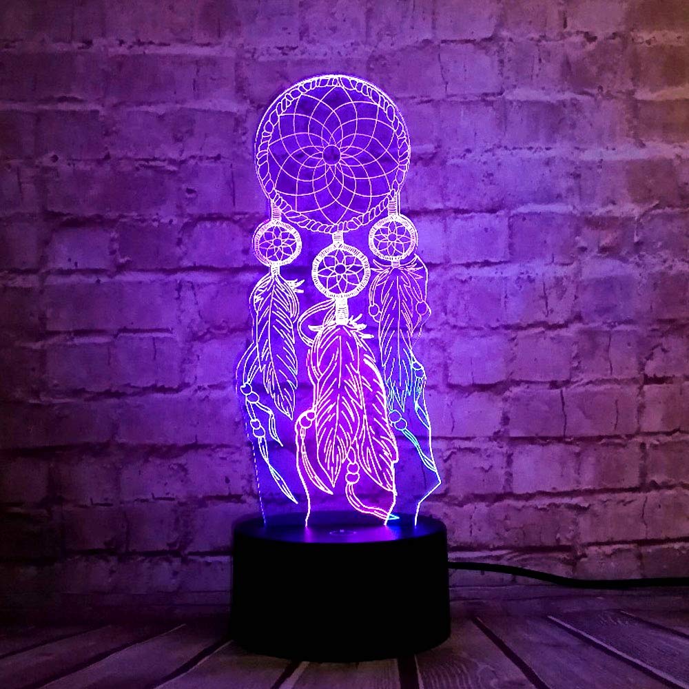 Nachtlicht mit 3D-Traumfänger, Valentinstag, romantisch, Tischlampe