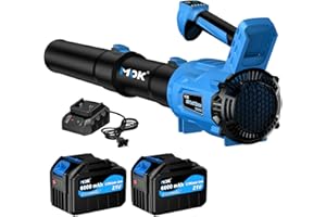 MOK Leaf Blower Cordless,680CFM/190MPH Brushless Motor Electric Cordless Leaf Blower with 2 x 21V 6.0Ah Battery and Charger, 5-Variable Speed & Turbo Mode, Blower for Lawn Care, Patio Cleaning