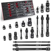 20 Piece Locking Impact Socket Extension Set, 3" 6" 9" Extension Bars, 1/4" 3/8" 1/2" Drive, Quick Release Locking Collar, Cr-v Steel, Universal Joints, Bit Socket Adapters, Socket Adapters