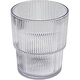 Abode Homewares Fine Rib Premium Acrylic Drinkware Indoor/Outdoor, Double Old Fashioned, Clear, 16oz, Set of 6