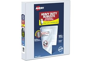Avery Heavy Duty View 3 Ring Binder, 1.5 Inch, One Touch, White, 4 Pockets, 400 Sheet Capacity, PVC Free (79795)