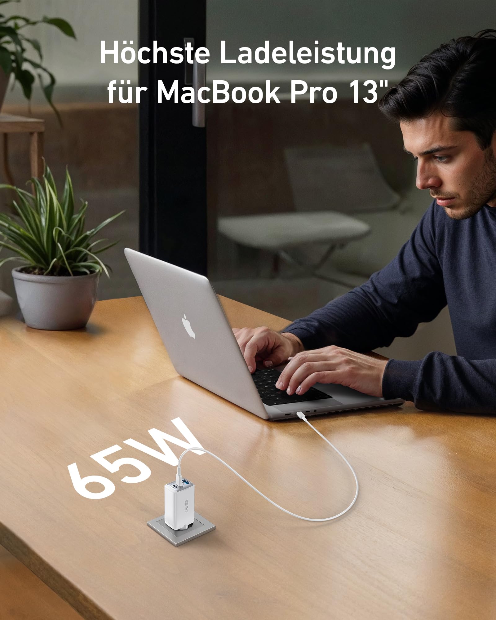 Anker Nano 65W USB C Ladegerät, 3-Port PPS Schnellladegerät, iPad Ladegerät, Kompaktes Netzteil für MacBook Pro, iPad Pro, Galaxy S20, Dell XPS 13, Note 20, iPhone 17/16/15 Series,Pixel 2