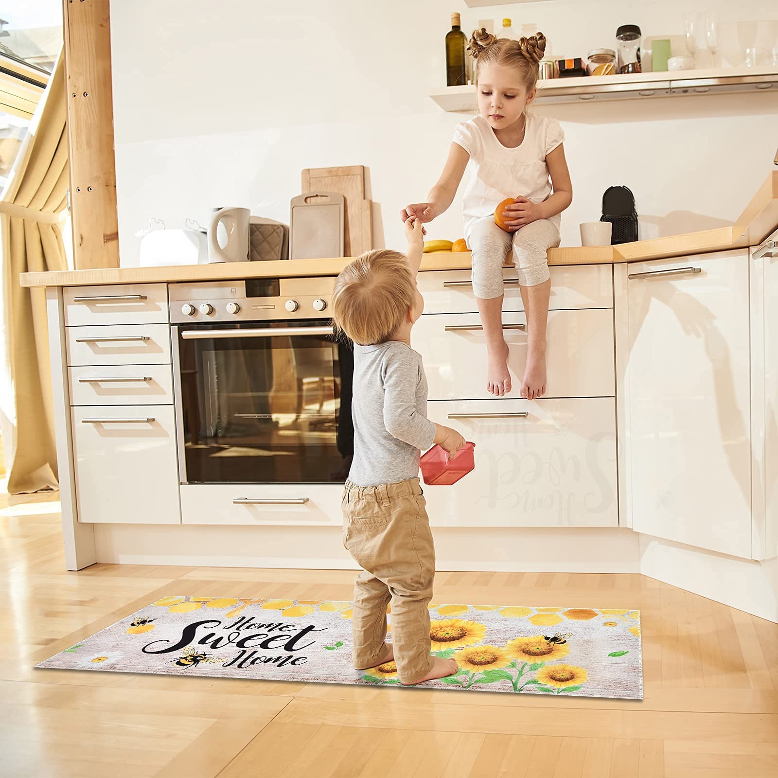 WERNNSAI Sunflower Kitchen Decor Rugs Set- 2 Piece Kitchen Mats Non-Slip Kitchen Backing Area Rugs Sweet Home Doormat Washable Waterproof Standing Mat for Indoor Outdoor Entry Floor (Sunflower A) - Image 7