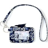 WONDERFUL FLOWER Lanyard Wallet for Women, ID Card Holder, Lanyards for ID Badges, Floral Zip ID Case Keychain Small Coin Purse for Cards, Cash, Work, Travel, Cruise, Teachers, Students, Kids, Blue