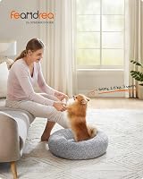 Feandrea Fluffy Dog Bed Ombre Grey 60 cm Doughnut Cushion view 2