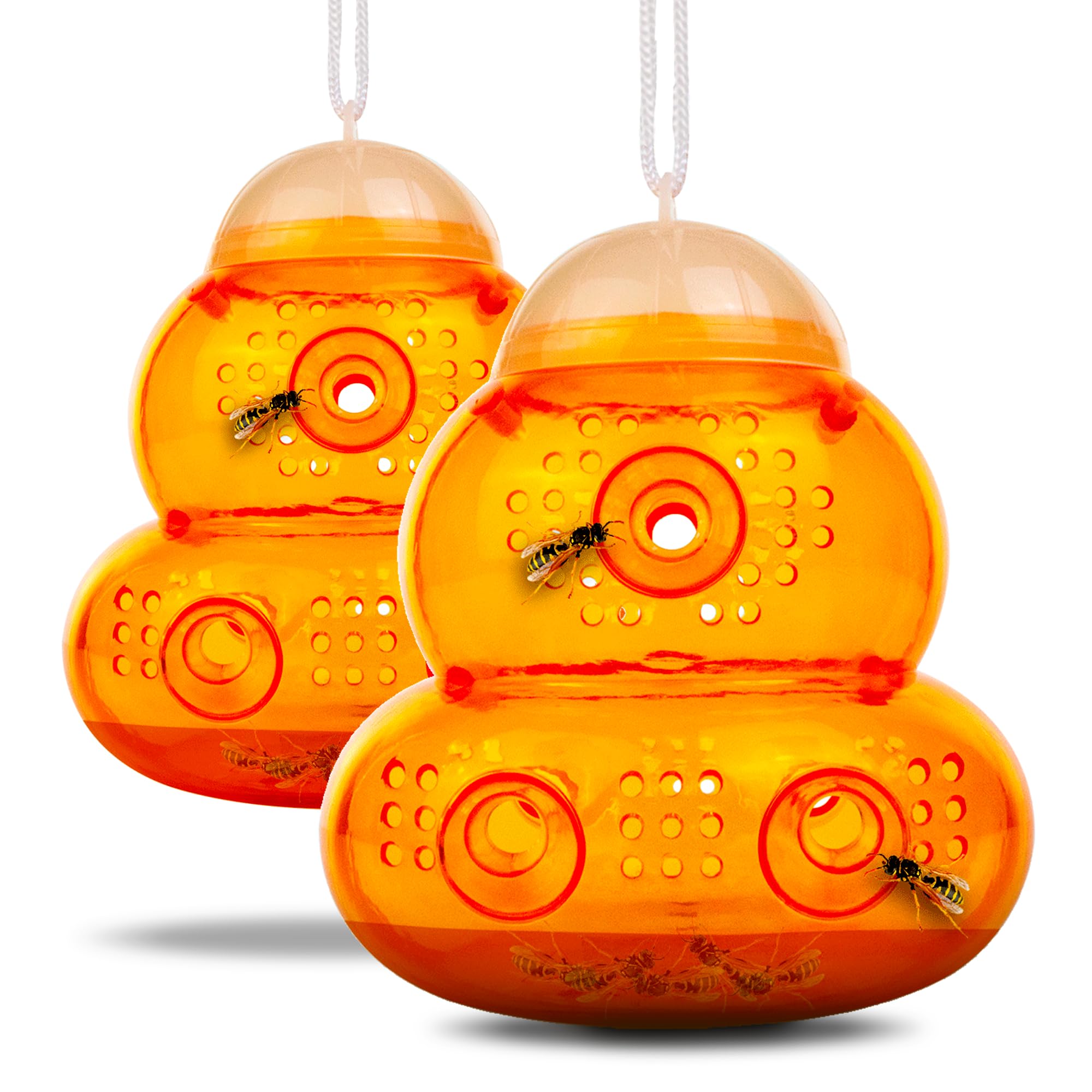 ASPECTEK Wasp Traps, 2-Pack – Reusable Hourglass-Shaped Traps, Yellow Jacket & Hornet Catchers for Indoor & Outdoor Use