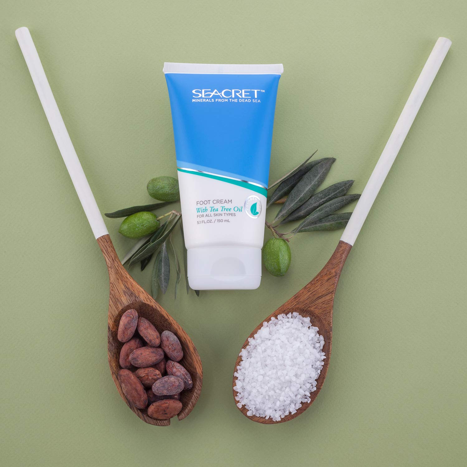 SEACRET Minerals From The Dead Sea, Foot Cream With Tea Tree Oil, 5.1 FL.OZ: Premium Beauty