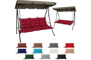 3 Seat Cushion for Outdoor Swing - 60x40 inches, 4" Thick Porch Swing Cushions with Ties and Storage Bag, Soft Bench Replacem