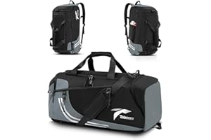 Tolaccea Gym Bags for Men Women, 45L Large Travel Duffel Bags with Shoe Compartment & Wet Pocket, Weekender Overnight Carry On Backpack Duffle Bag for Traveling Sports Workout (Grey)
