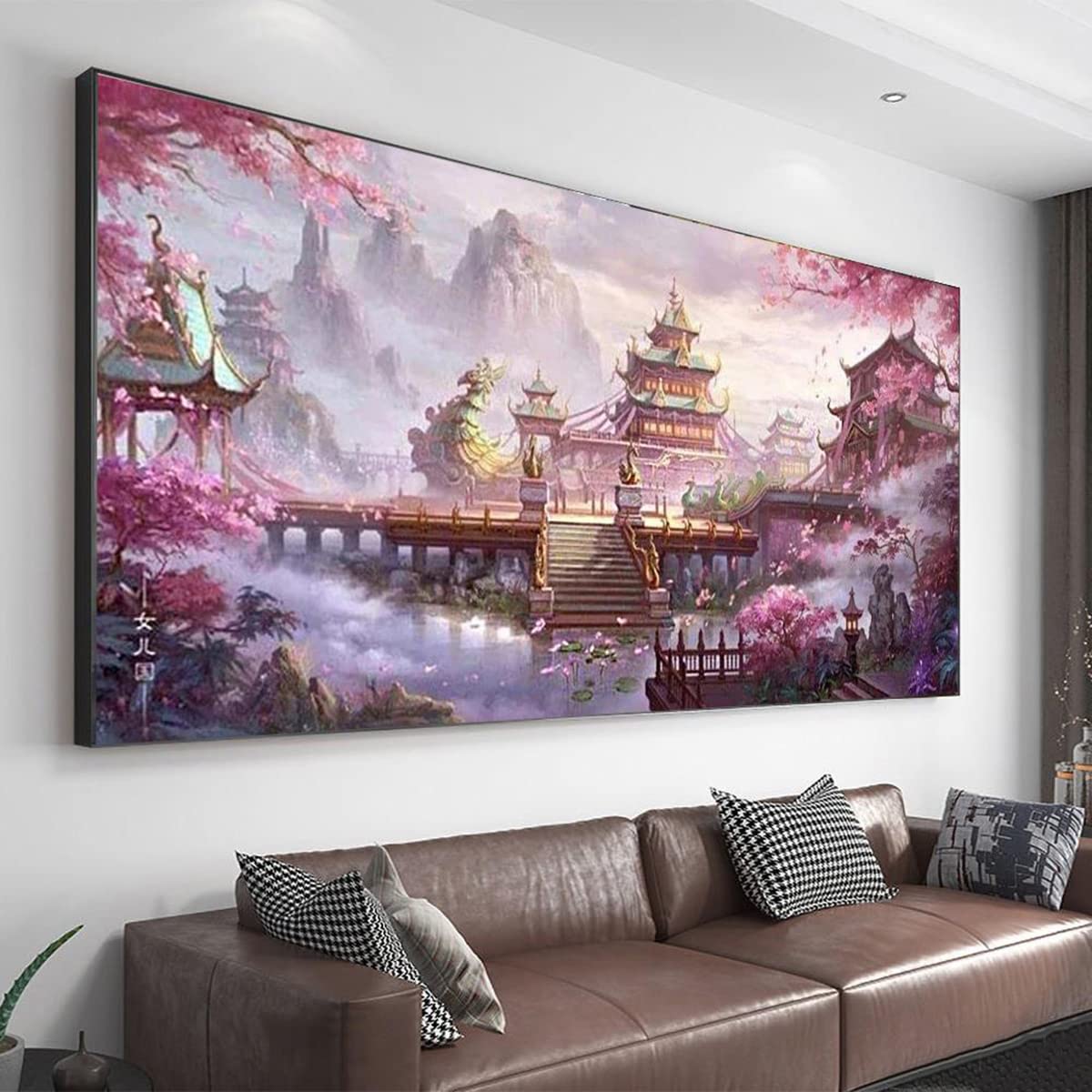 Instarry DIY 5D Diamond Painting Kits for Adults Full Drill Cherry Blossom Landscape Cross Stitch Mosaic Home Decor Living Room 47.2x23.6 inch