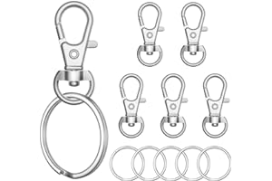 sprookber 100pcs Metal Lobster Claw Clasp with Key Ring for Crafts, Lanyard Clips snap Hook, Swivel Clasps Clip (Claw Clasp 5