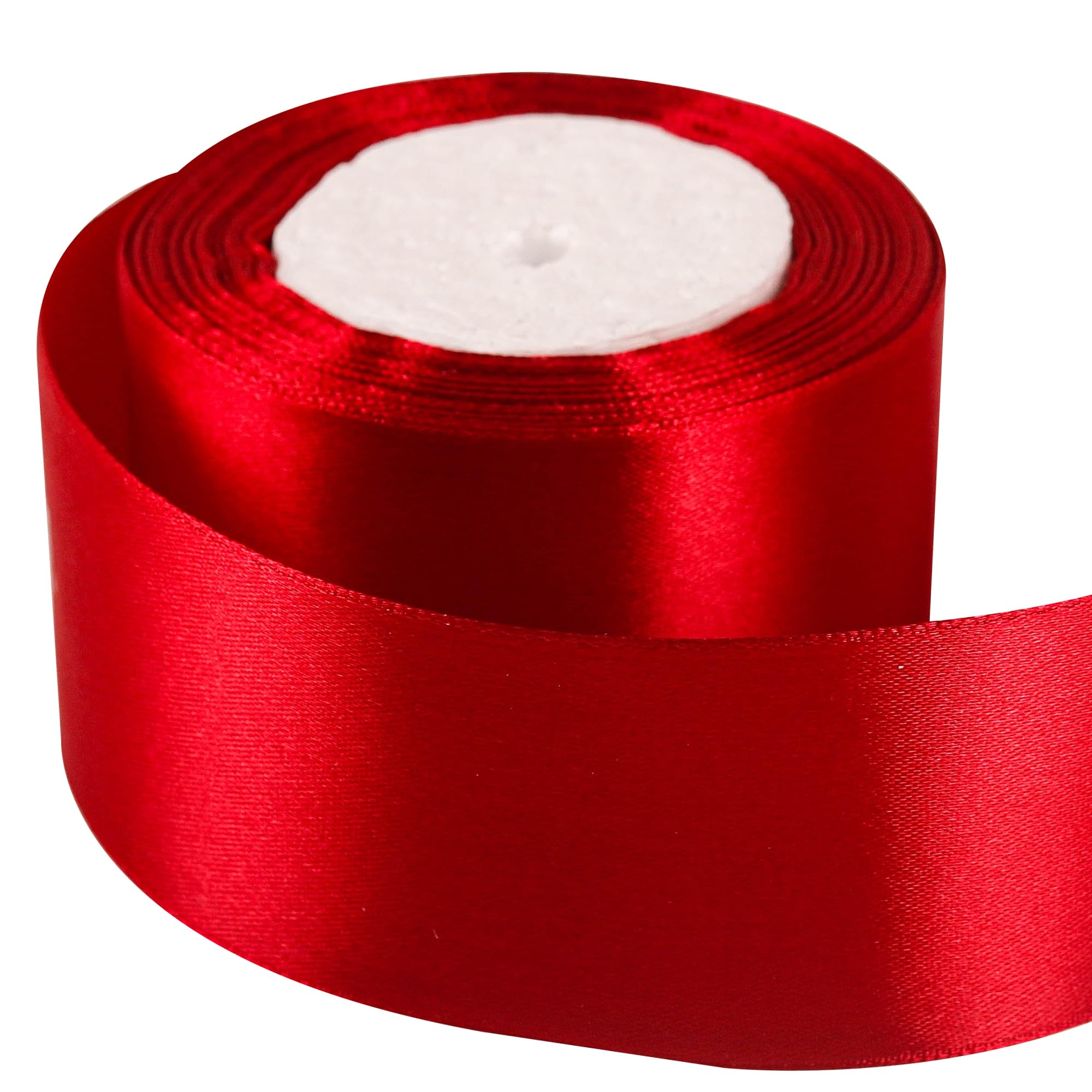 50mm Wine Red Ribbon for Gift Wrapping 22M,Wine Red Satin Ribbons Fabric 50mm Thick for Crafting Hair Bow Christmas Polyester Ribbon Cake Wedding Party Balloon Car Ribbons Decoration