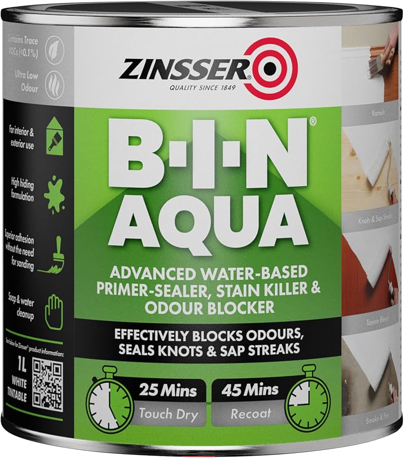 Zinsser B-I-N Aqua 1L Interior Primer Sealer Stain Blocker